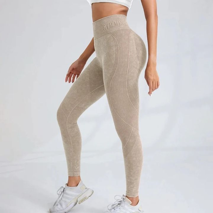 Women%20Seamless%20Gym%20High%20Waist%20Yoga%20Pants%20Hip%20Lifting%20Outdoor%20Sports%20Tight%20Waist%20Letter%20Sand%20Washed%20Pants%20Exercise%20Yoga%20Leggings%20-%20Image%202