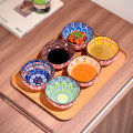 3/6PCS Bohemian Ceramic Sauce Bowls - Small Dishes for Home Cooking, Sushi, BBQ,Snacks | Dishwasher/Microwave Safe for Home.