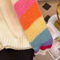 Rainbow Striped Knitted Cardigan for Women Teen-girl Cozy Soft Mohair Button Front Sweater Jacket Winter Autumn Y2K Outfit. 