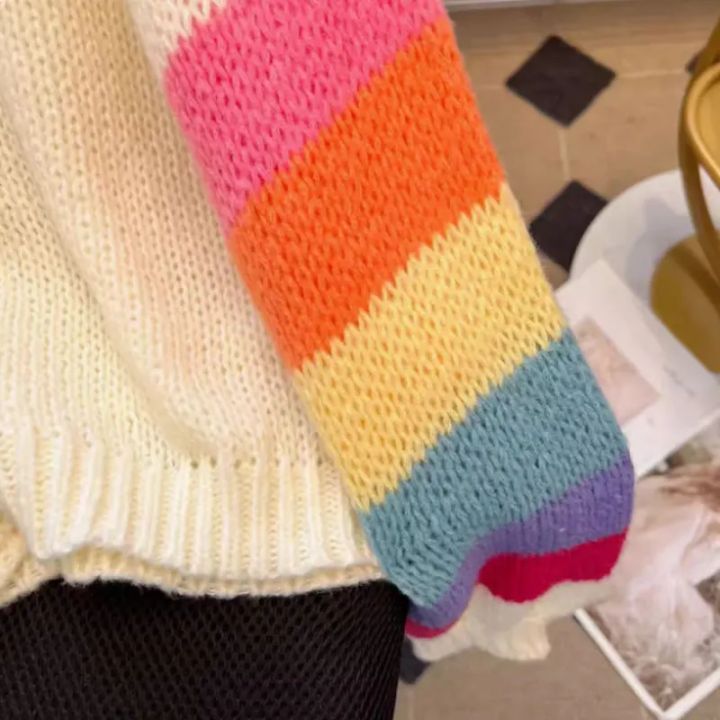 Rainbow%20Striped%20Knitted%20Cardigan%20for%20Women%20Teen-girl%20Cozy%20Soft%20Mohair%20Button%20Front%20Sweater%20Jacket%20Winter%20Autumn%20Y2K%20Outfit%20-%20Image%205