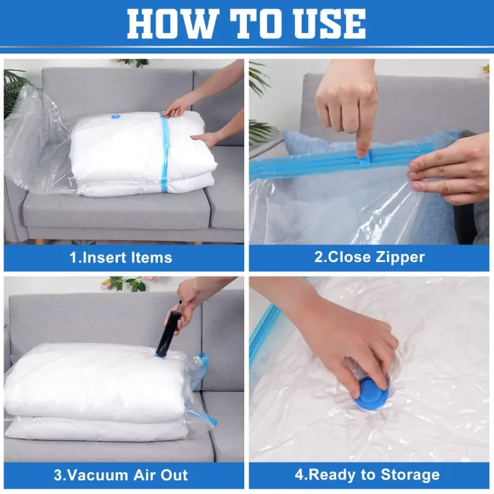 Vacuum Storage Bags - Save up to 80% Space and Protect ltems From Dust, Insects, Germs - Perfect Solution For Organising Home and Travel ⁃ Ideal for Clothes, Bedding, Blanket, Pillows, Sweater, Dress and More. 