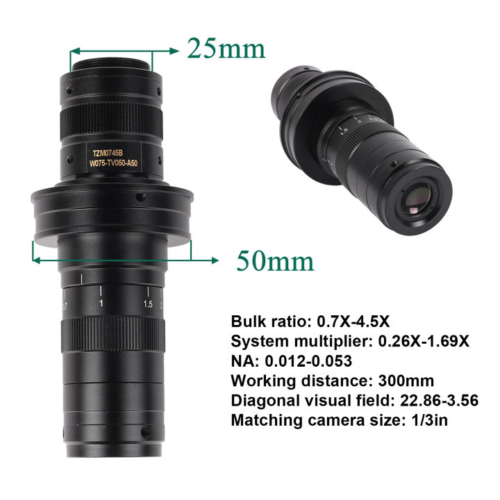 New%200.7X~4.5X%20Magnification%20130X%20180X%20150X%20Adjustable%20Zoom%20C%20Mount%20Lens%2025mm%20For%20HDMI%20VGA%20USB%20Industry%20Video%20Microscope%20Camera%20-%20Image%204