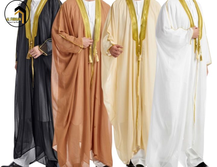 Premium Men's Bisht Cloak - Arab Wedding Dress - Saudi Style Thobe Robe ...
