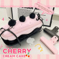 High Capacity Cherry Cake Pen Pouch Cute Functional Stationery Makeup Bag..