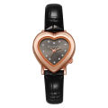 Women's Watch Fashion Rhinestone Heart Dial Leather Band Quartz Watches. 