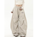Casual Chic Sweatpant Retro Matching Oversize Women's Wide Leg Pant Low Waist Drawstring Lady Cargo Pants Y2K Hip Hop Streetwear.