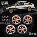 Kicarmod 1/64 Model Car ABS Wheels with Tire Brake Disc Metal Rims Diameter 10mm Refitting Parts For Model Car.