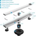 ZEKOO 12-Inch Linear Shower Drains for Tile,2 in 1 Shower Drain Brushed Nickel,304 Stainless Steel Linear Shower Drain with Tile Insert Grate,Rectangle Shower Floor Drain. 