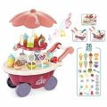 Ice Cream Toy Sound Light Simulated Mini Rotating Ice Cream Truck Candy Confectionery Trolley Car Pretend Play Kitchen Toy. 
