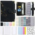 A6 Budget Marble Patterned Leather PU Notebook Binder, Used for Bookkeeping, Saving Money, Family Gifts.