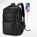 High QualityUSBCharging Backpack MenPULeather Large Capacity Computer Backpack School Backpack for Teenage Boys. 