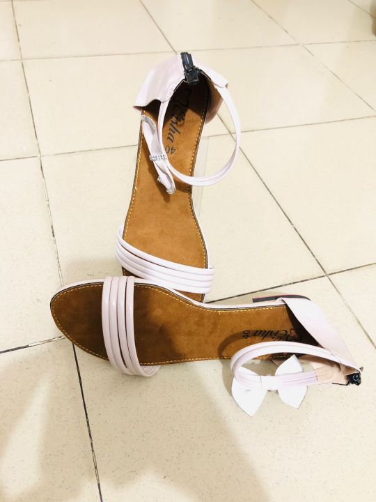 Womens Square Shap Slim Heel Fashioanable Look Back Zip System Flat Sandals - Ladies Back Chain Flat Sandal