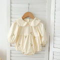 Sisters Clothes Infant Baby Girls Lace Collar Dress Rompers Kids Girls Embroider Flower Princess Dress Family Clothes Rompers.