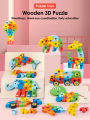 3D Wooden Puzzles Educational Cartoon Animals Early Learning Cognition Intelligence Puzzle Game For Children Toys.