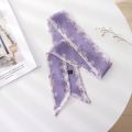 New Style Summer French Retro Purple Tied Hair Small Floral Long Silk Scarf Headband Braided Hair Chiffon Thin Ribbon Scarf. 