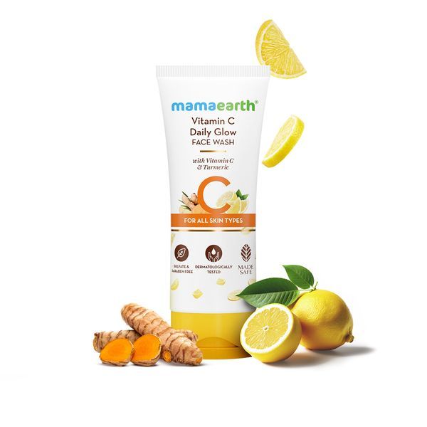 Mamaearth Vitamin C Face Wash With Turmeric 100ml Brightening Face Cleanser For Glowing Skin