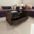 Full Glass Tea Table With 2 Drawers Simple Design Engineering Wood Coffee Table with glass top for Home & Office. 