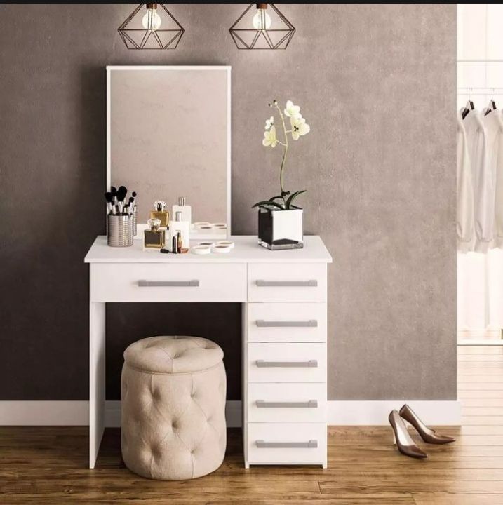 Stylish vanity dressing table with mirror 6 drawers