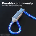 3 IN1 Metal Streamer Cable Is Suitable For Apple Huawei Xiaomi Type C Mobile Phone One Split Three Fast Charging Luminous. 