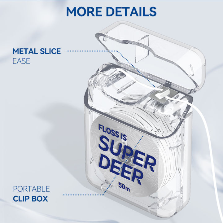 Super%20Deer%20Flat%20Dental%20Floss%20Mint%20PTFE%20Floss%20Gentle%20on%20Gums%20Expands%20&%20Stretches%20Plaque%20Remover%20for%20Teeth%2055%20yd%20-%20Image%202