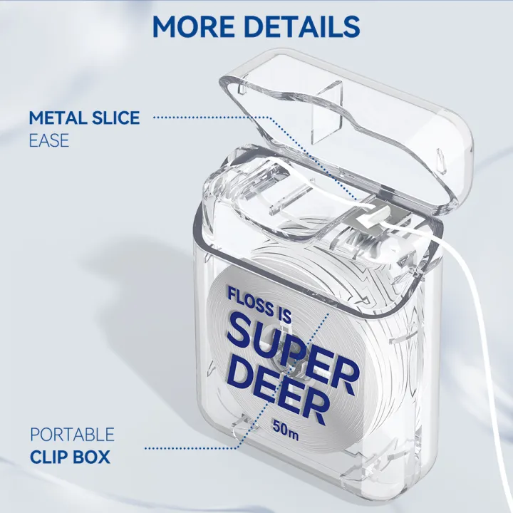 Super%20Deer%20Flat%20Dental%20Floss%20Mint%20PTFE%20Floss%20Gentle%20on%20Gums%20Expands%20&%20Stretches%20Plaque%20Remover%20for%20Teeth%2055%20yd%20-%20Image%202
