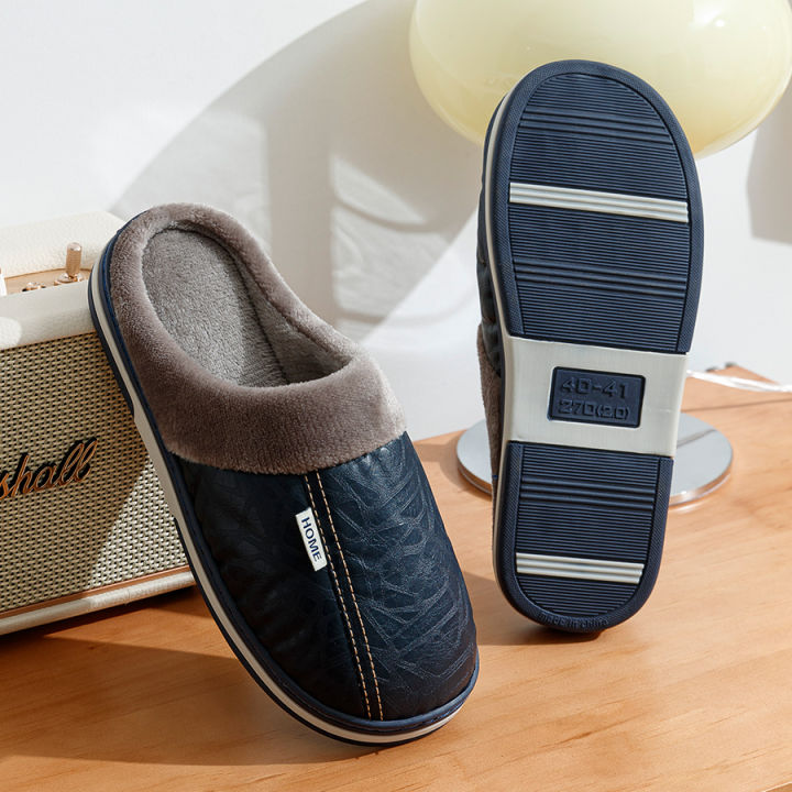 Bedroom%20Fashion%20Warm%20Soft%20Winter%20Men's%20Slippers%20Indoor%20Comfy%20Casual%20Big%20Size%20Anti-slip%20PU%20Surface%20Waterproof%20Home%20Plush%20Shoes%20-%20Image%206