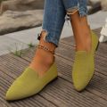 Women Solid Color Pointed Head Mesh Loafers Shallow Woman Soft Bottom Knit Ballet Flat Shoes Female Casual Slip on Boat Shoes. 