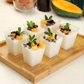 Disposable Clear Plastic Mini Dessert Cups Square Parfait Appetizer Bowls with Spoons Durable Tasting Cups for Parties. 