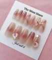 Cutie pie | 12 pcs medium to long length premium quality press on nails | The wow store. 