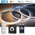 10M 20M Tuya WiFi COB CCT Led Strip 24V Dual White Room Light 2700-6500K 2.4G RF Dimming Touch Remote F Alexa  SmartThings. 