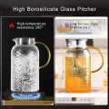 67 Oz Glass Pitcher, Water Pitcher with Stainless Steel Lid, Heat Resistant Borosilicate Carafe, Ice Tea Pitcher for Homemade Beverage, Milk, Coffee, Serving Wine, Hot/Cold Water. 