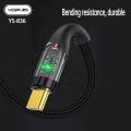 Yesplus 66w Type-c To Type-c 100CM Transparent YS-836 Fast Cable. 