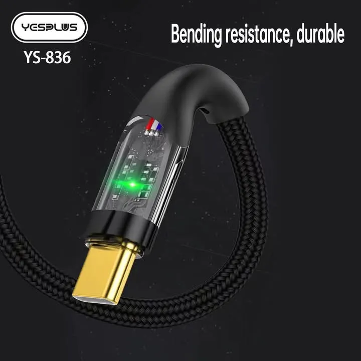 Yesplus%2066w%20Type-c%20To%20Type-c%20100CM%20Transparent%20YS-836%20Fast%20Cable%20-%20Image%207