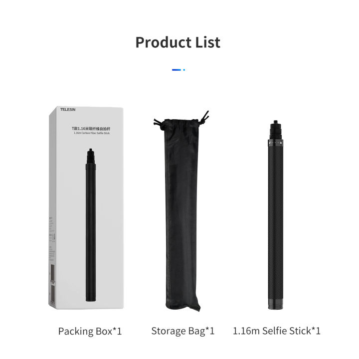 TELESIN%20116cm%20Carbon%20Fiber%20Monopod%20Selfie%20Stick%20Extendable%20With%201/4%20Screw%20For%20%20Hero%20Insta360%20Osmo%20Action%20Camera%20-%20Image%206
