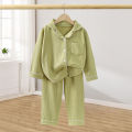 Children Cotton Underwear Set Boy Baby Clothe Girl Button Down Sleepwear Loungewear Spring Fall Kid Long Sleeve Pajama 2pcs Suit. 