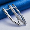 1 pair of 925 sterling silver 31mm V-shaped zircon hoop earrings for women jewelry  accessories party charm. 