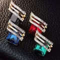 Huitan's Newest Square Earrings Women's Unique Circular Design Earrings Luxurious and Shiny Zircon Wedding Fashion Jewelry Gifts. 
