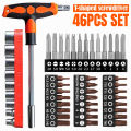 Screwdriver Set with T-shape Cross and Straight Slot Hexagon and Plum-shaped Heads Plus Socket Set for DIY Lovers Maintenance.