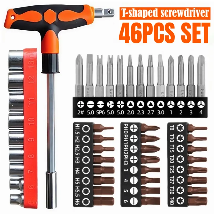 Screwdriver%20Set%20with%20T-shape%20Cross%20and%20Straight%20Slot%20Hexagon%20and%20Plum-shaped%20Heads%20Plus%20Socket%20Set%20for%20DIY%20Lovers%20Maintenance%20-%20Image%202