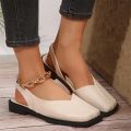 Leather Toe Cap Sandals for Women 2024 New Flat Bottomed Square Toe Single Shoes, Retro Exterior Wear, Anti Slip Beach Slippers. 