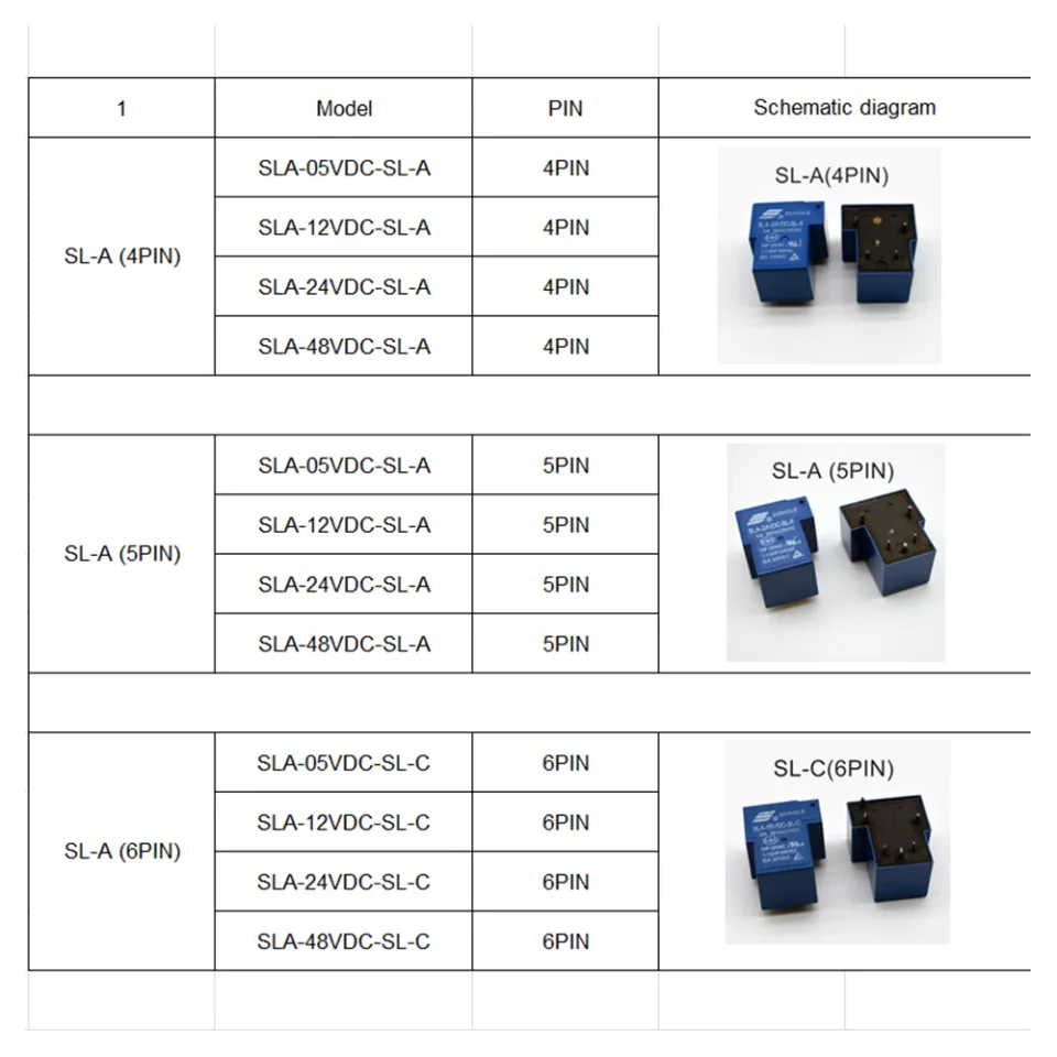 5 części/partia przekaźnik mocy SLA-05VDC-SL-C SLA-12VDC-SL