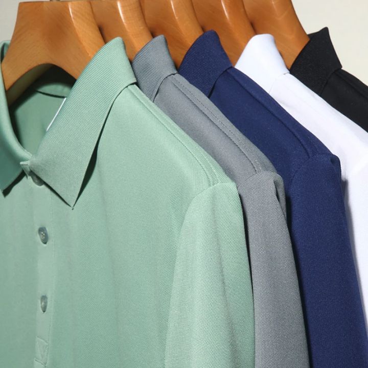 Men's%20Fashion%20Solid%20Short%20Sleeved%20Polo%20Shirt%20Summer%20Breathable%20Comfortable%20Top%20-%20Image%206