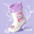 Kids Rain Boots For Girls  Rainboot Boys PVC Children Waterproof Shoes Cartoon Unicorn Rabbit Spaceman Dinosaur Pattern. 