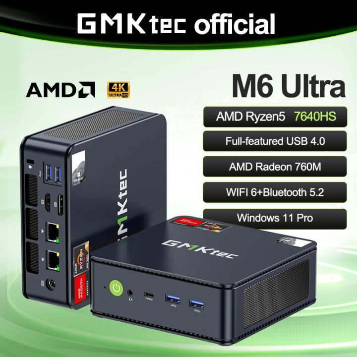 GMKtec Mini PC M6 Ultra Nucbox AMD R5 7640HS 6-core 12-thread DDR5 4800Mhz Pcie 3.0 SSD WIFI 6 BT5.2 Win11 Pro Desktop Gaming PC
