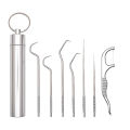 1set-Stainless Steel Toothpick Set Tooth Flossing Reusable Toothpicks Portable Toothpick Floss Teeth Cleaner Oral Cleaning. 