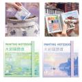 Painting Notebook Portable Pocket Notebook Sketching Watercolor Palette Set. 