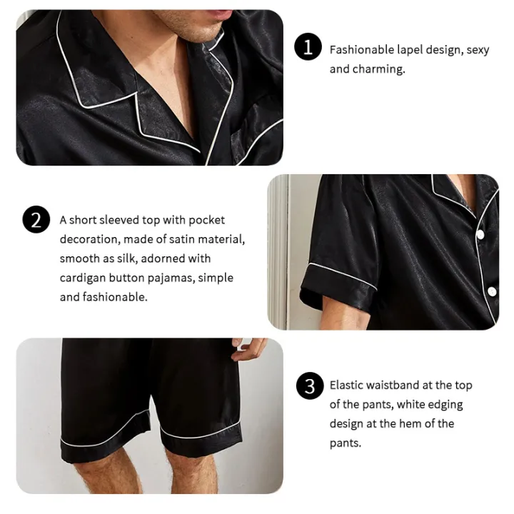 Men%20Satin%20Pajama%20Set%20Sleepwear%20for%20Man%20Summer%20Short%20Sleeve%20Button-Down%20Shirt%20&%20Shorts%20Pajamas%202%20Piece%20Home%20Clothes%20Short%20Suit%20-%20Image%205