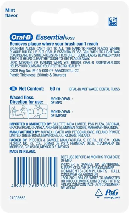 Essential%20Floss%20Waxed%20Dental%20Floss,%2050m%20-%20Image%202
