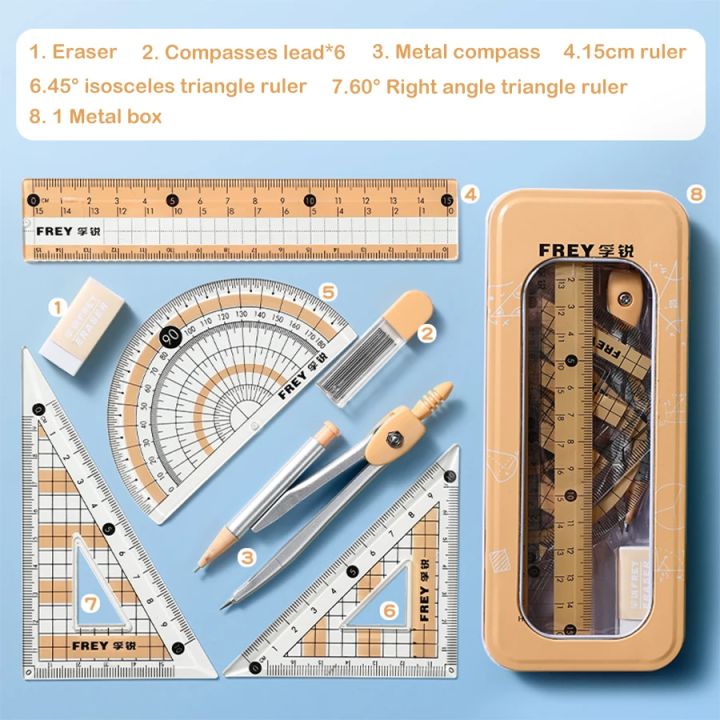 7Pcs Back to School Math Geometry Set, Multi-Function Drawing Tools ...