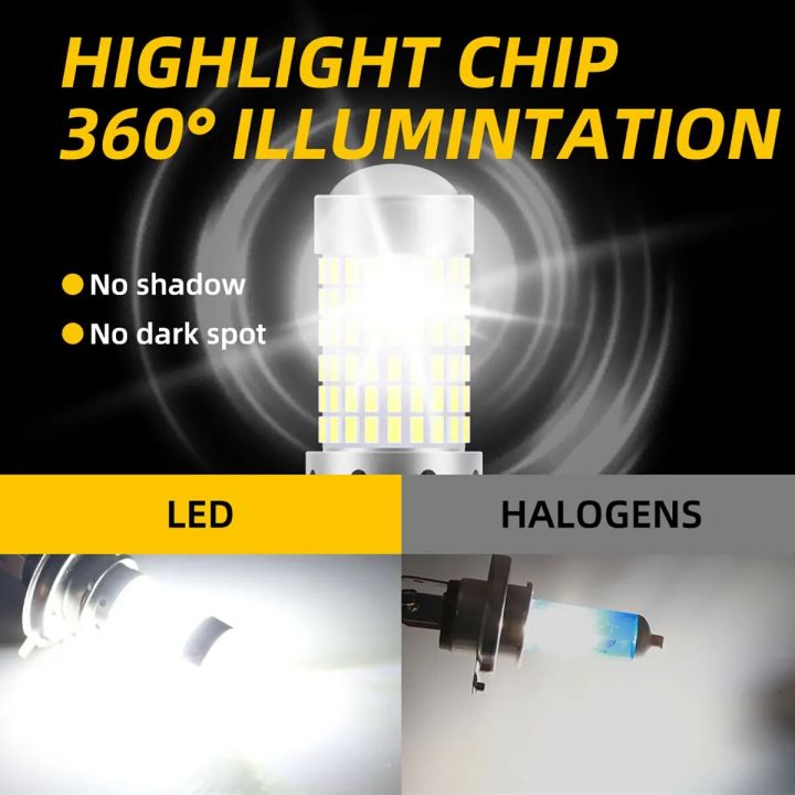 1PCS%20H4%20P15D%20BA20D%20Motorcycle%20Headlight%20Bulbs%20144%20SMD%20Super%20Bright%20White%2012v%20LED%20Headlamp%20Fog%20Light%20Spotlight%20Play%20and%20Plug%20-%20Image%205